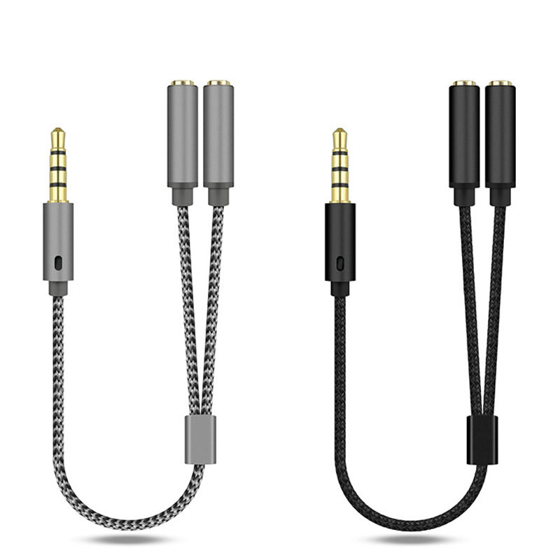 Earphone Splitter Jack - Cable Divisor de Audio Trenzado de